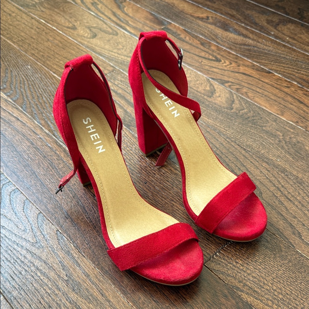 SHEIN Bold Red Heeled Sandals